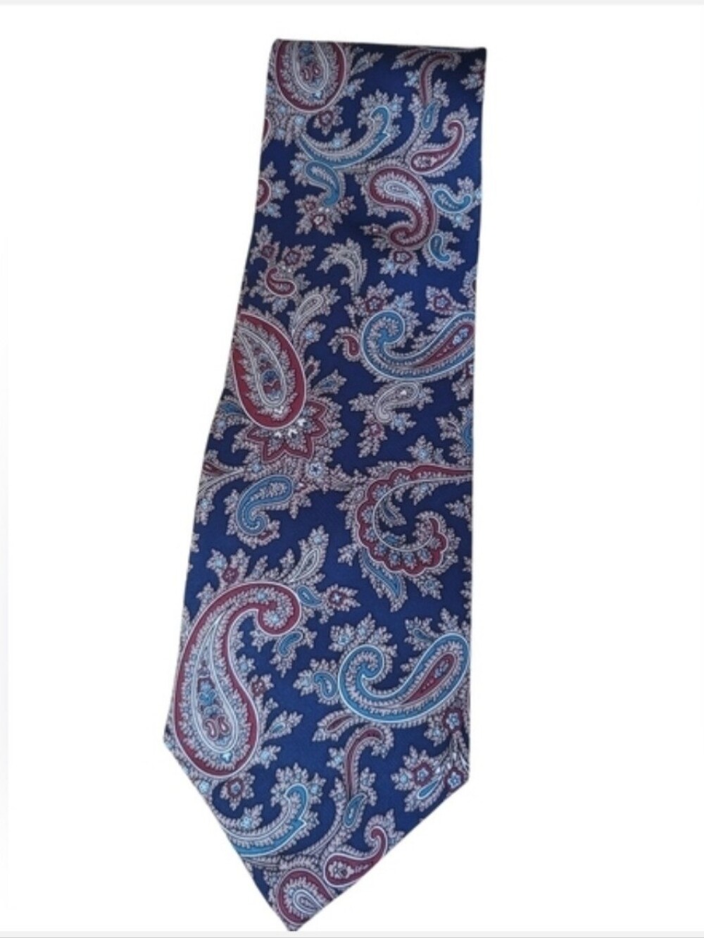 Vintage Christian Dior Monsieur Silk Tie Blue Red Paisley Necktie Made In USA